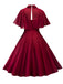 1950s Cape Patchwork Swing Dress, classic 1950s style elegant retro fashion - Image 5