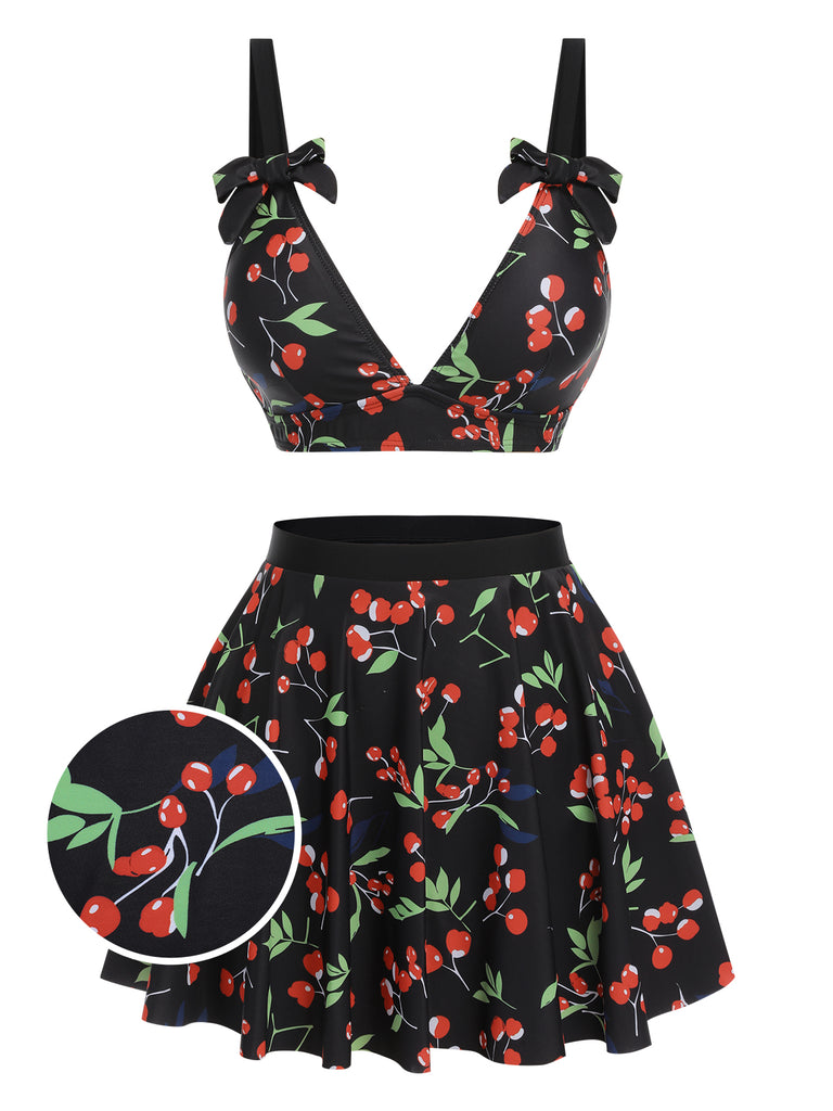 1950s Cherry Bow VNeck Swimsuit | 1950s | vintage swimsuit, retro beachwear