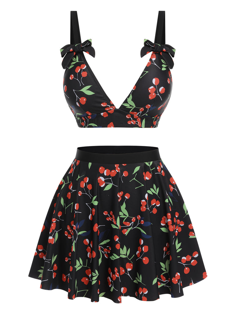 1950s Cherry Bow VNeck Swimsuit | 1950s | vintage swimsuit, retro beachwear