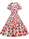 She slips into this 1950s Cherry Sweetheart Short Sleeve Lace Up Dress and suddenly it's a 1950s daydream