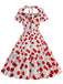 This 1950s Cherry Sweetheart Short Sleeve Lace Up Dress wraps her in 1950s elegance, one twirl at a time