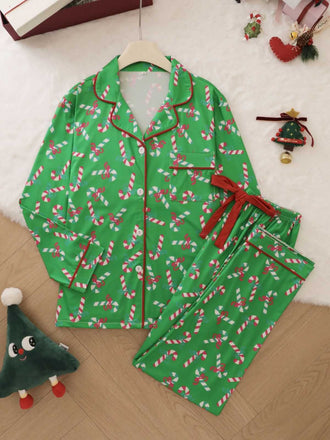 1950s Christmas Candy Cane Pajama Set - vintage fashion, retro style