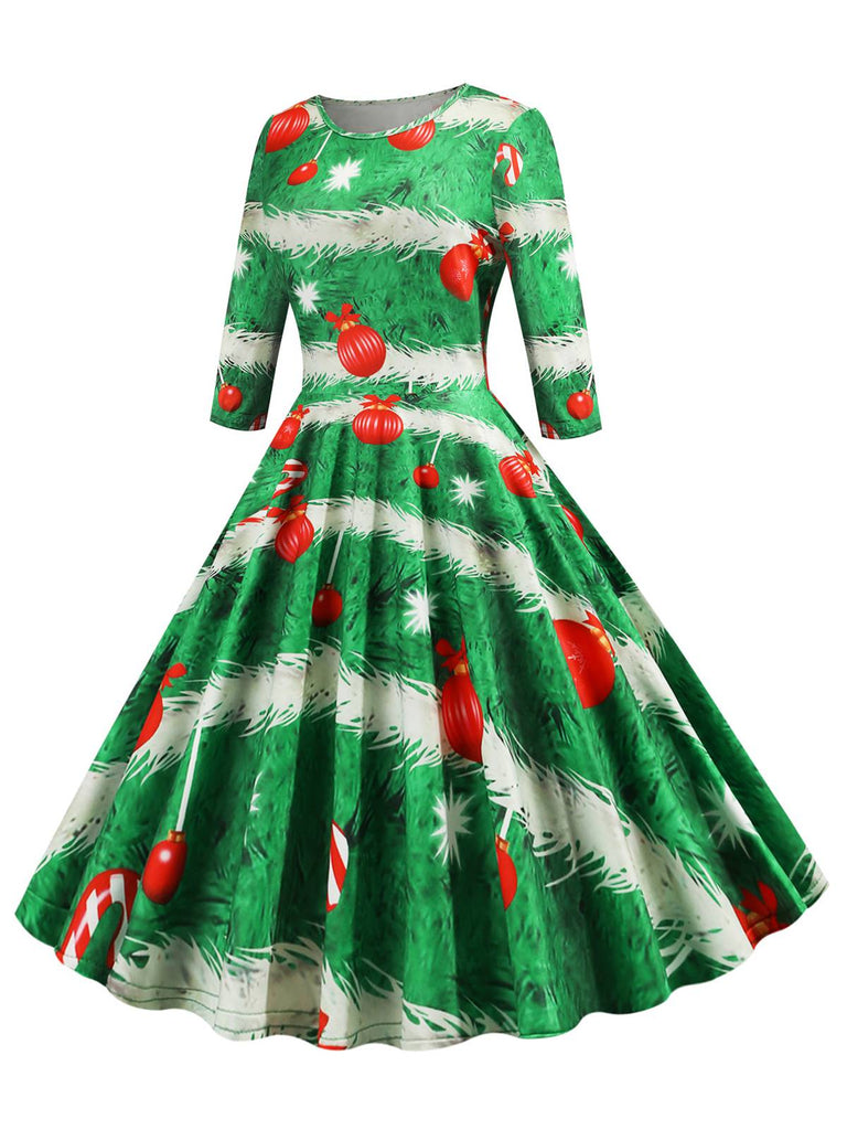 1950s Christmas Crew Neck Half Sleeve Dress: where 1950s romance meets her modern spirit