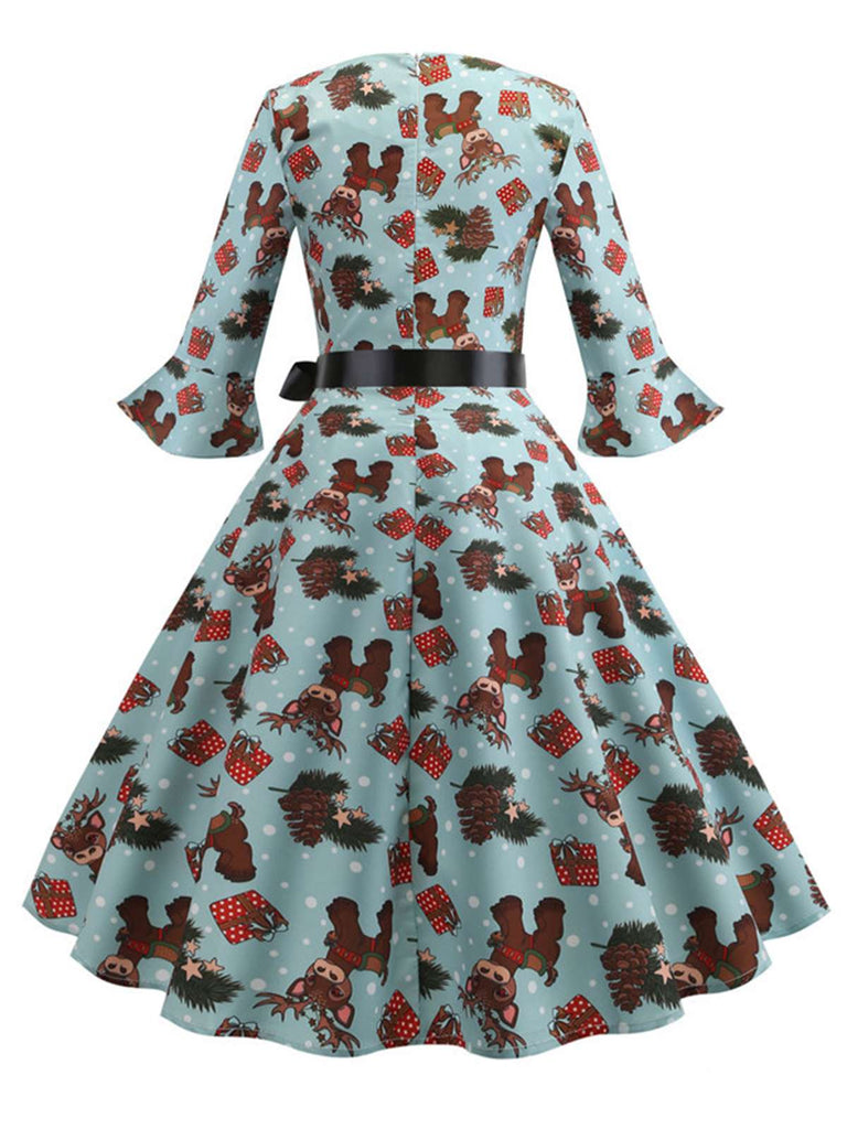 1950s Christmas Flare Sleeve Belted Dress: timeless style reimagined