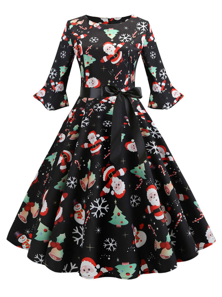 1950s Christmas Flare Sleeve Belted Dress — vintage elegance for the modern woman
