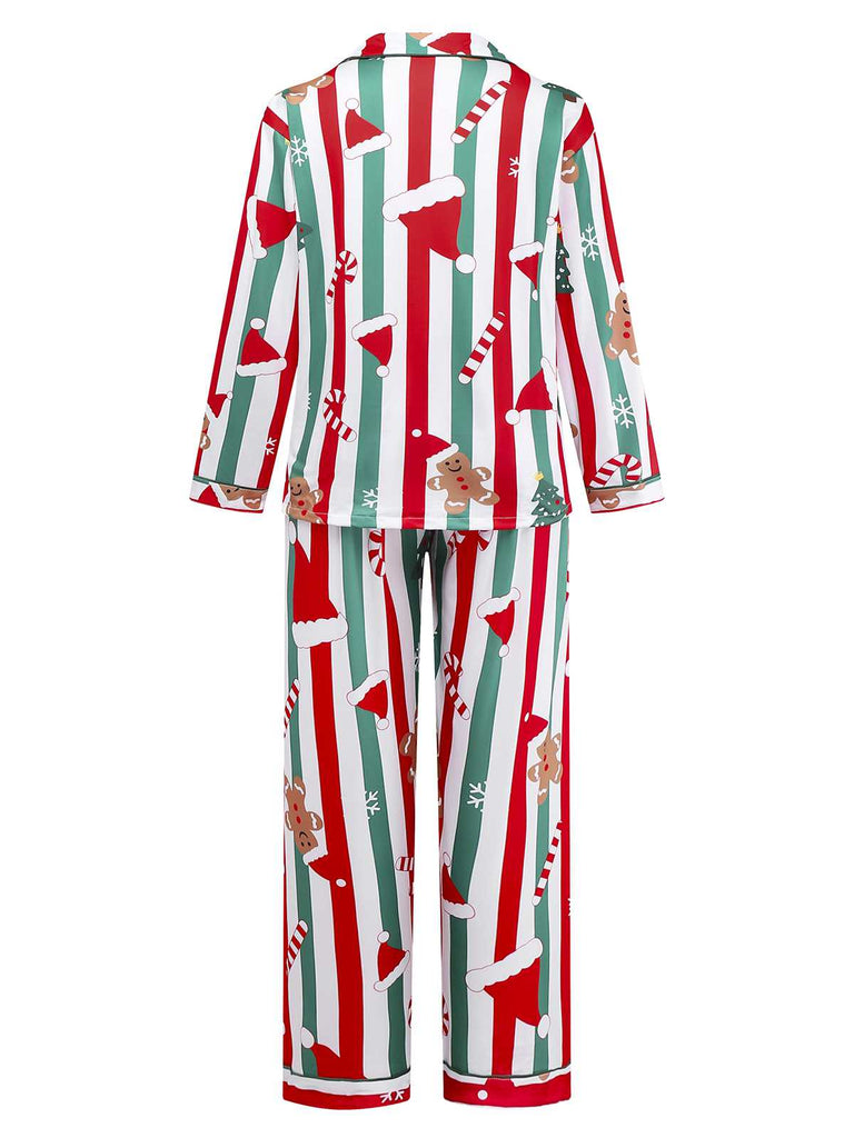 1950s Christmas Gingerbread Candy Cane Pajama Set - vintage fashion, retro style