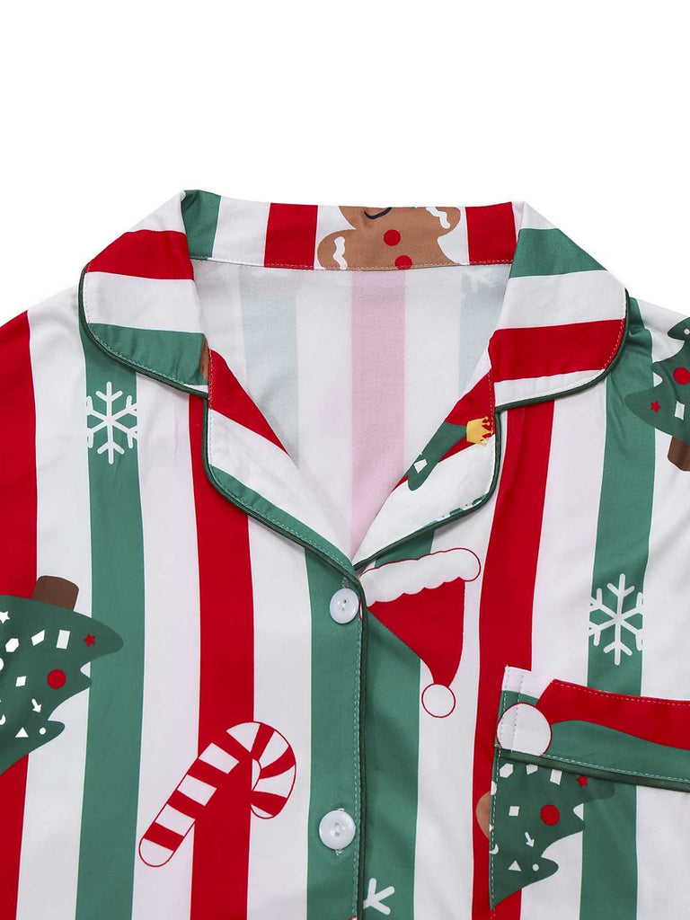 1950s Christmas Gingerbread Candy Cane Pajama Set - vintage fashion, retro style