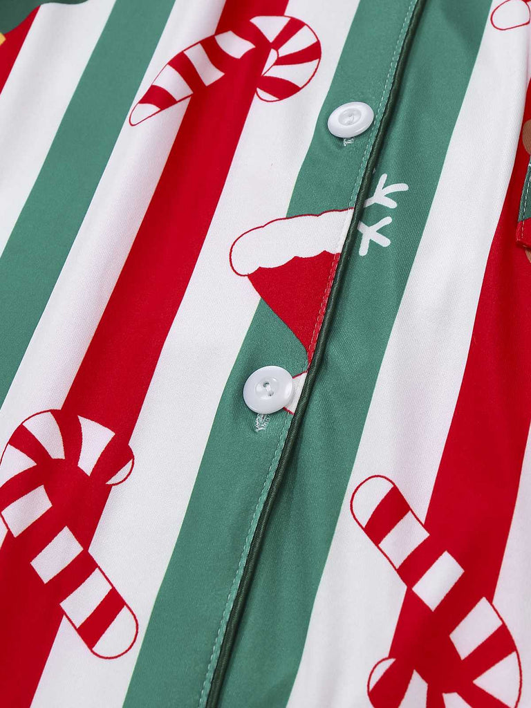 1950s Christmas Gingerbread Candy Cane Pajama Set - vintage fashion, retro style