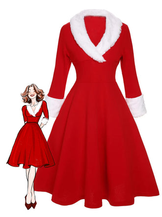 & 1950s Christmas Lapel Dress: timeless style reimagined