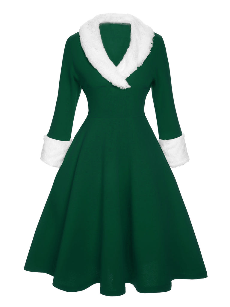 white christmas dresses Green & White 1950s Christmas Lapel Dress white christmas dresses Green & White 1950s Christmas Lapel Dress