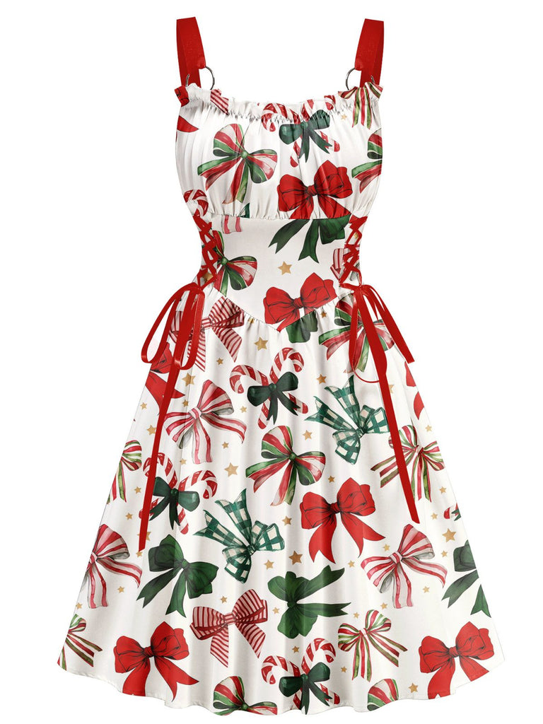 1950s Christmas Ornament Lace-Up Dress - vintage dress, retro fashion, rockabilly