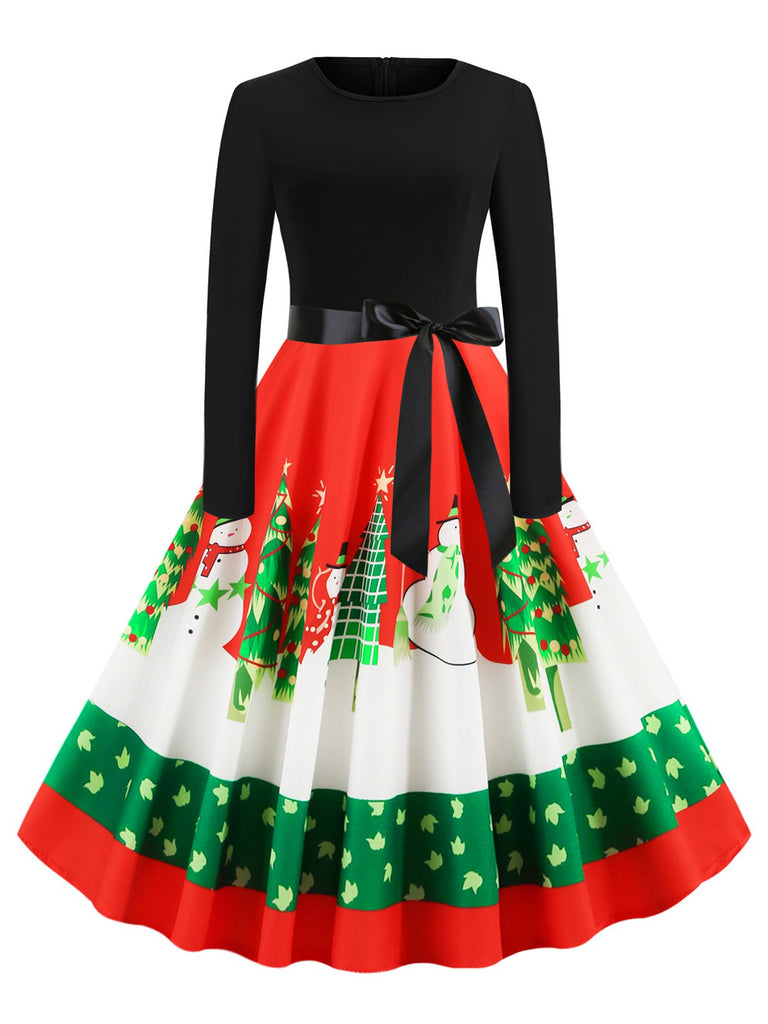 1950s Christmas Patchwork Swing Dress — the kind of 1950s dress that makes strangers smile