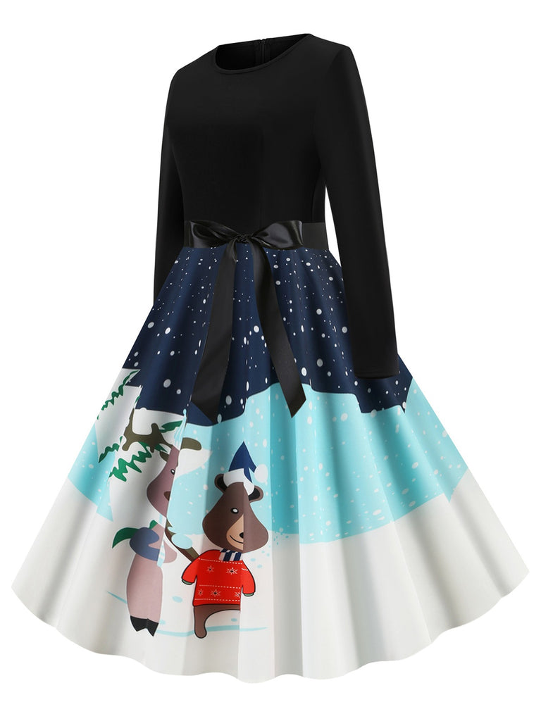 This 1950s Christmas Patchwork Swing Dress wraps her in 1950s elegance, one twirl at a time