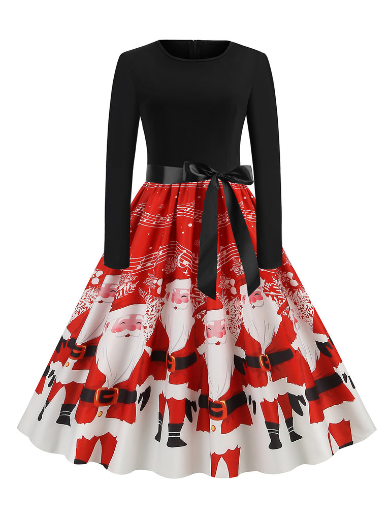 christmas print dress Vintage 1950s Santa Print Christmas Dress