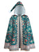 1950s Christmas Print Hooded Cape Coat - vintage fashion, retro style