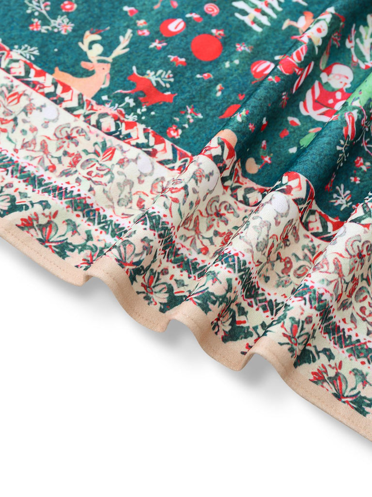1950s Christmas Print Hooded Cape Coat - vintage fashion, retro style