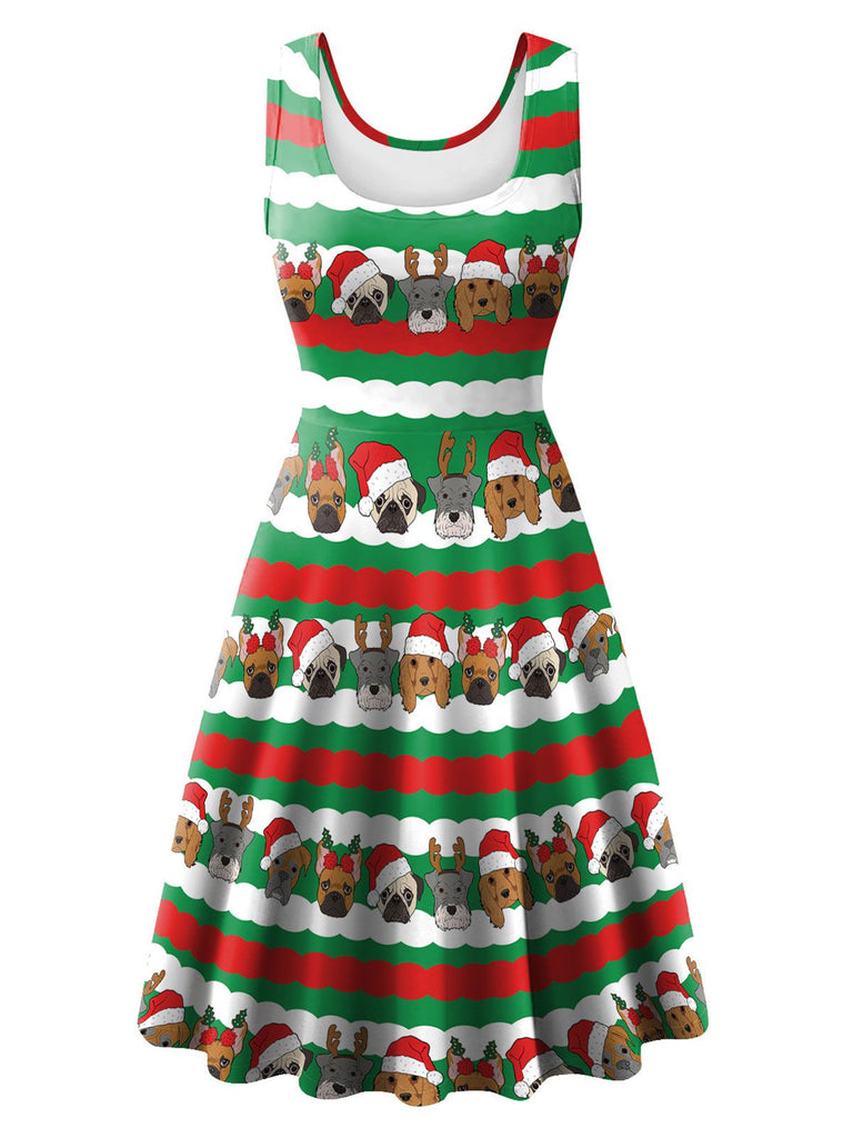 1950s Christmas Print Knitted Sleeveless Dress: timeless style reimagined
