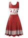 1950s Christmas Print Knitted Sleeveless Dress — vintage elegance for the modern woman