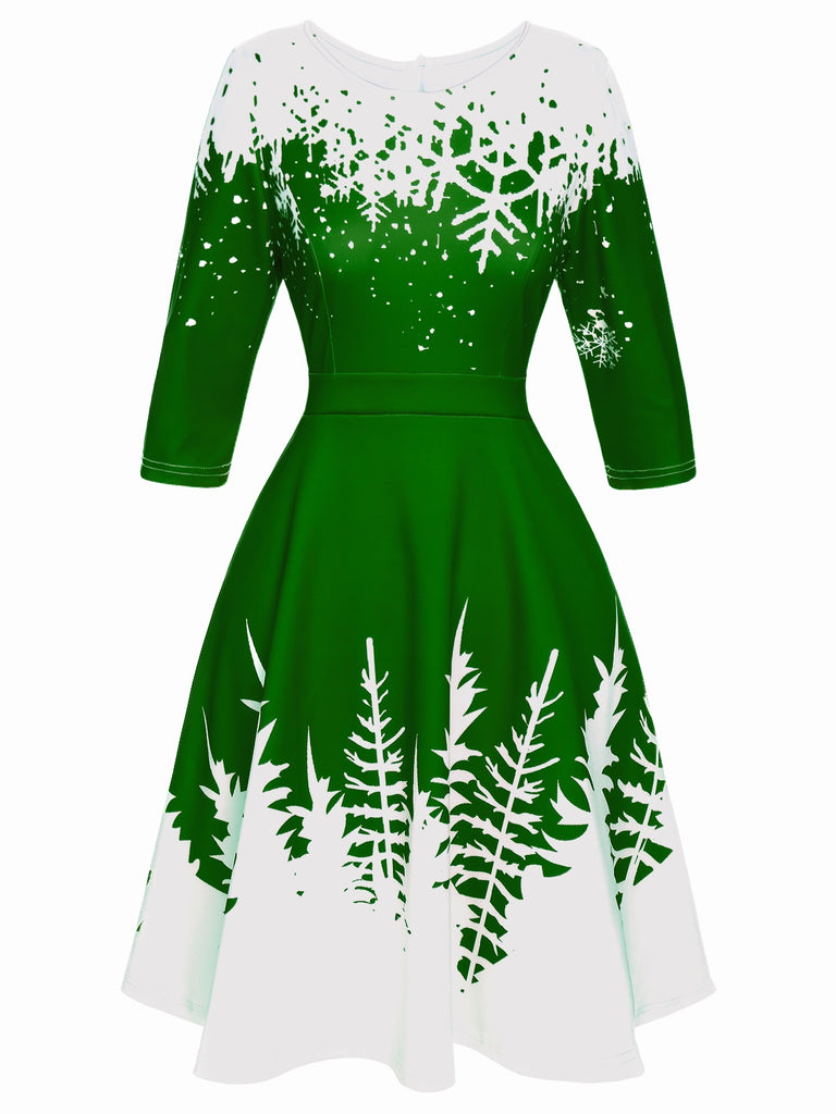 retro stage christmas dresses Retro Christmas Print Lapel Belted Swing Dress | Women's Xmas Outfits
