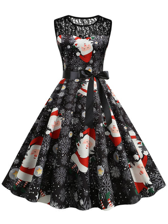 1950s Christmas Santa Claus Lace Patchwork Dress: timeless style reimagined