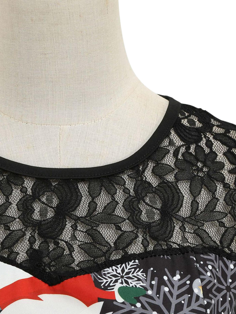 1950s Christmas Santa Claus Lace Patchwork Dress — vintage elegance for the modern woman