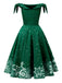 1950s Christmas Snowflake Off-Shoulder Dress — vintage elegance for the modern woman
