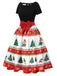 1950s Christmas Tree Patchwork Bow Belted Swing Dress: where 1950s romance meets her modern spirit