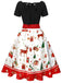 1950s Christmas Tree Patchwork Bow Belted Swing Dress — the kind of 1950s dress that makes strangers smile
