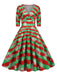 1950s Christmas V-Neck Mid-Sleeve Dress, vintage dress, retro fashion, rockabilly, pin-up fashion - perfect for women who love vintage and retro fashion