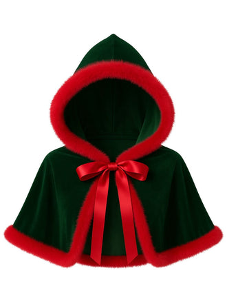 1950s Christmas Velvet Hooded Mini Cape - vintage fashion, retro style