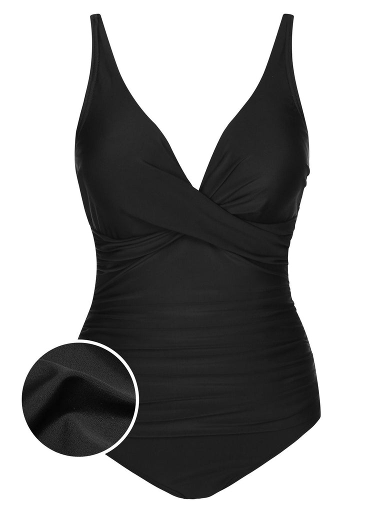 1950s Classic Solid One-Piece Swimsuit, vintage swimsuit, pin-up swimwear - perfect for women who love vintage and retro fashion