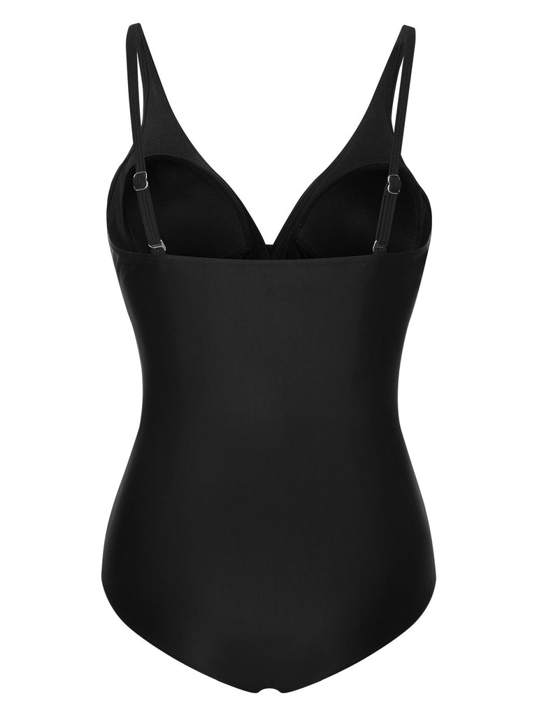 1950s Classic Solid One-Piece Swimsuit, vintage swimsuit, pin-up swimwear - perfect for women who love vintage and retro fashion