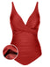 This 1950s Classic Solid One-Piece Swimsuit carries 1950s vacation dreams in every stitch