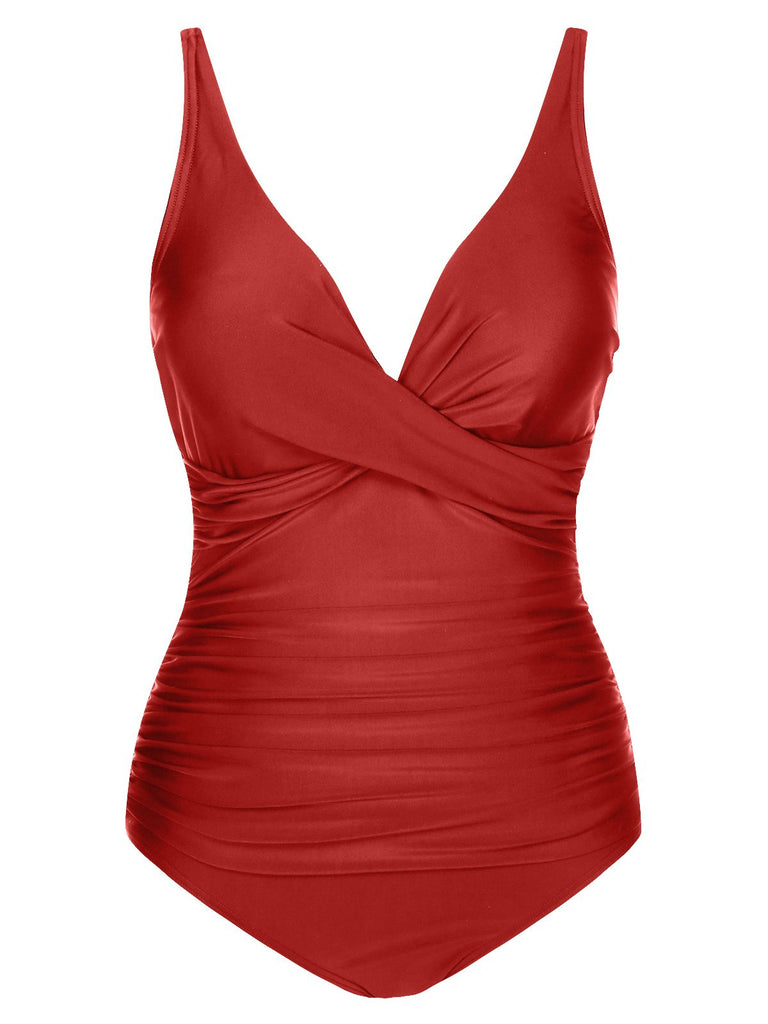 1950s Classic Solid One-Piece Swimsuit — because 1950s glamour never goes out of style