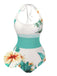 1950s Coconut Tree & Beach Patchwork Swimsuit, vintage swimsuit, pin-up swimwear - perfect for women who love vintage and retro fashion