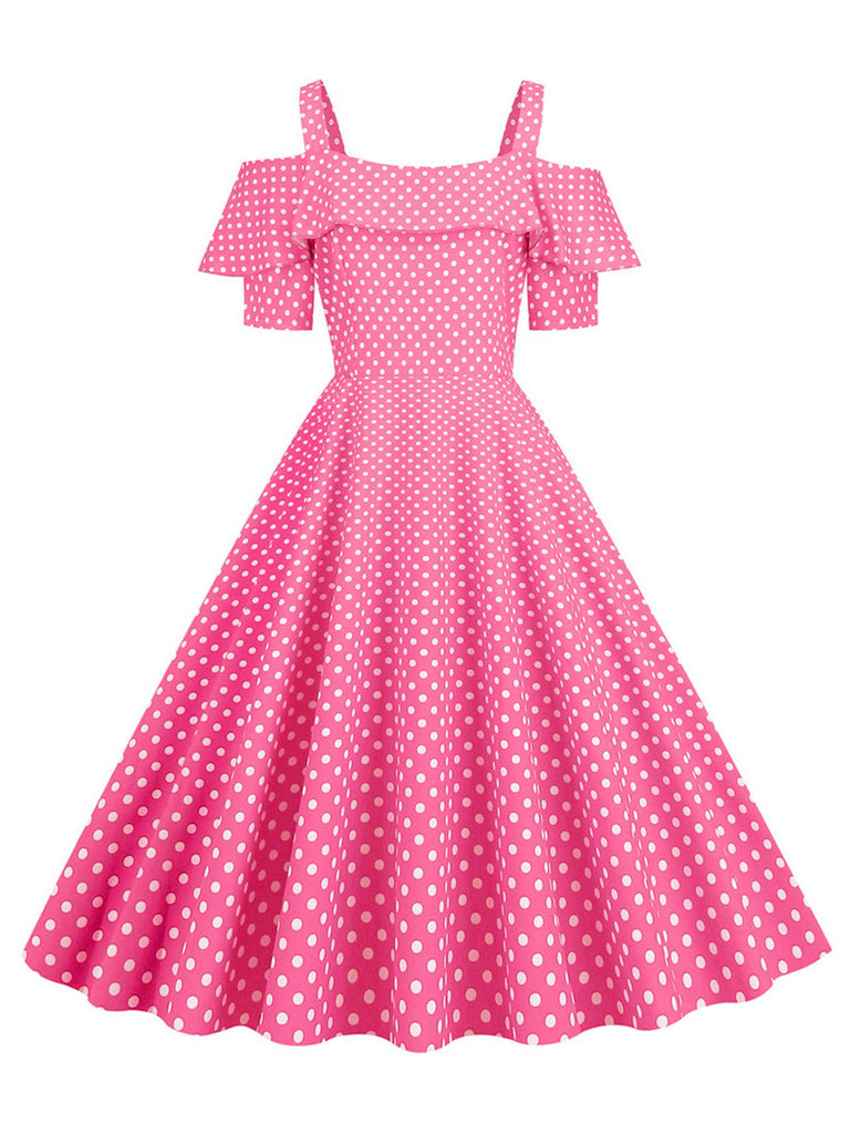 1950s Cold Shoulder Polka Dots Dress — a 1950s silhouette that turns sidewalks into runways