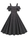 She slips into this 1950s Cold Shoulder Polka Dots Dress and suddenly it's a 1950s daydream