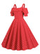 1950s Cold Shoulder Polka Dots Dress — a 1950s silhouette that turns sidewalks into runways