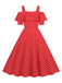 She slips into this 1950s Cold Shoulder Polka Dots Dress and suddenly it's a 1950s daydream