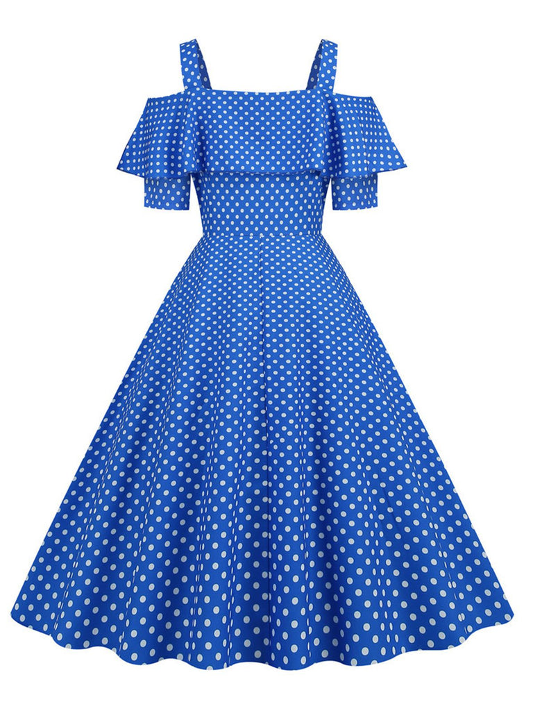 1950s Cold Shoulder Polka Dots Dress — the kind of 1950s dress that makes strangers smile