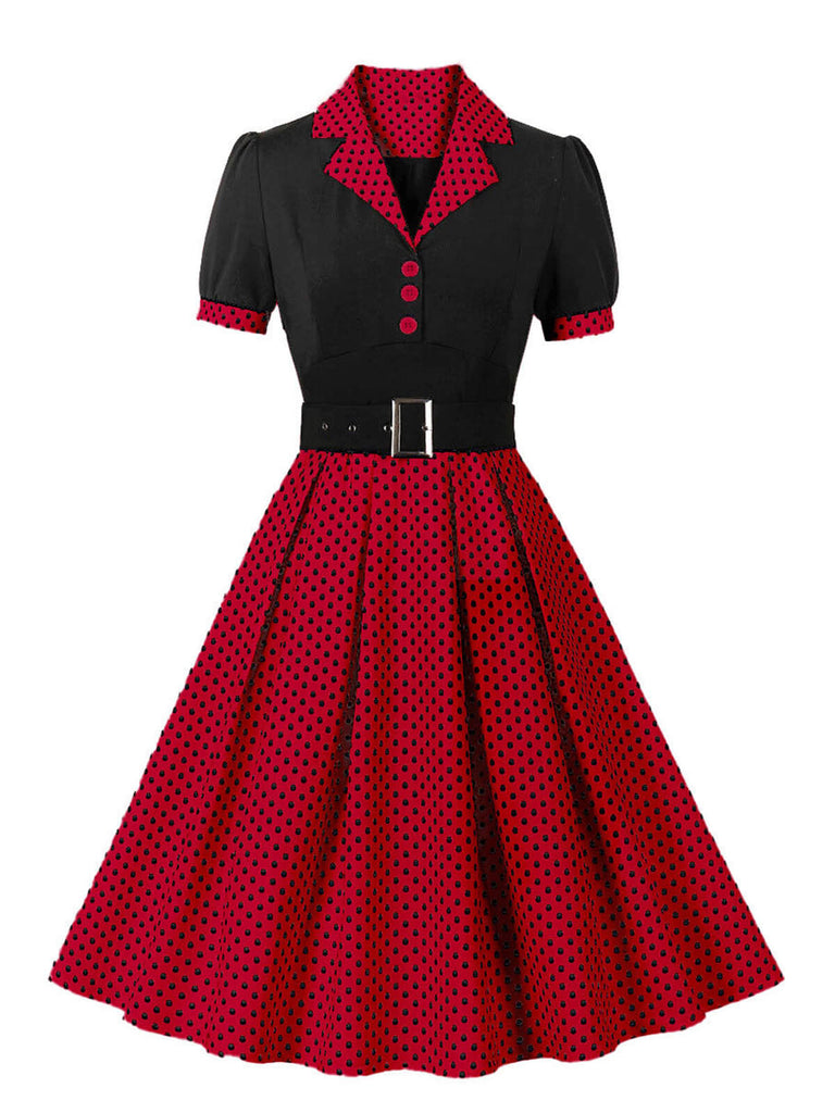 1950s Color Block Polka Dots Lapel Dress: timeless style reimagined