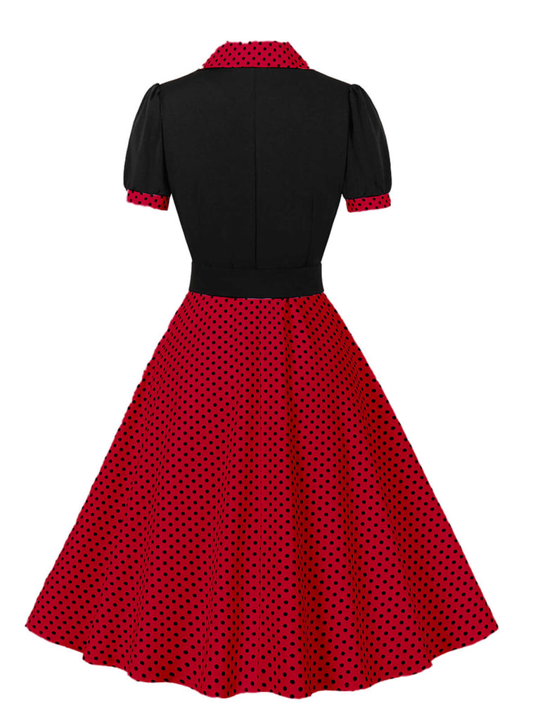 1950s Color Block Polka Dots Lapel Dress — vintage elegance for the modern woman
