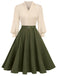 1950s Colorblock Long Sleeve Button Dress - vintage dress, retro fashion, rockabilly