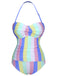 1950s Colorful Striped One-Piece Swimsuit, vintage swimsuit, pin-up swimwear - perfect for women who love vintage and retro fashion