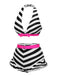 This 1950s Contrast Bow Ruffle Stripes Bikini carries 1950s vacation dreams in every stitch