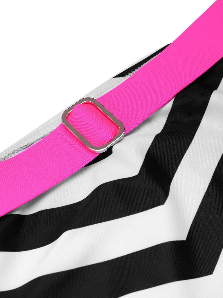 She's wearing 1950s Contrast Bow Ruffle Stripes Bikini and the whole beach remembers the 1950s