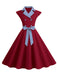 1950s Contrast Polka Dots Bowknot Belted Dress, vintage dress, retro fashion, rockabilly, pin-up fashion - perfect for women who love vintage and retro fashion