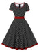 This 1950s Contrast Polka Dots Buttoned Dress wraps her in 1950s elegance, one twirl at a time