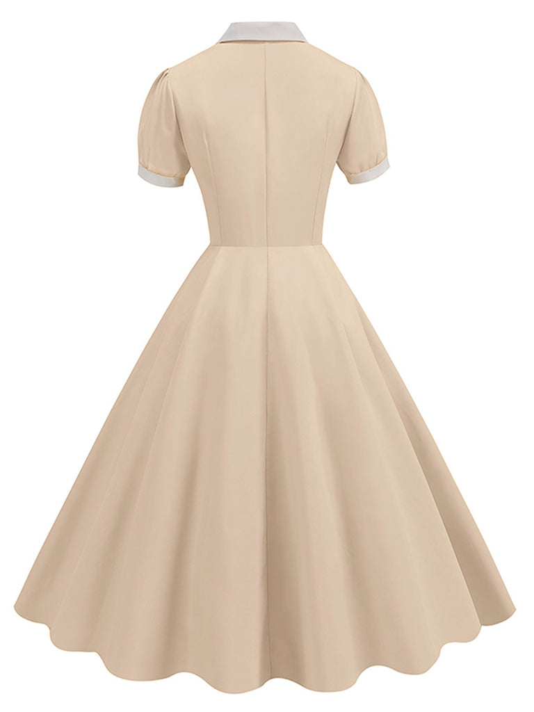 1950s Contrast Short Sleeve Lapel Dress, vintage dress, retro fashion, rockabilly, pin-up fashion - perfect for women who love vintage and retro fashion