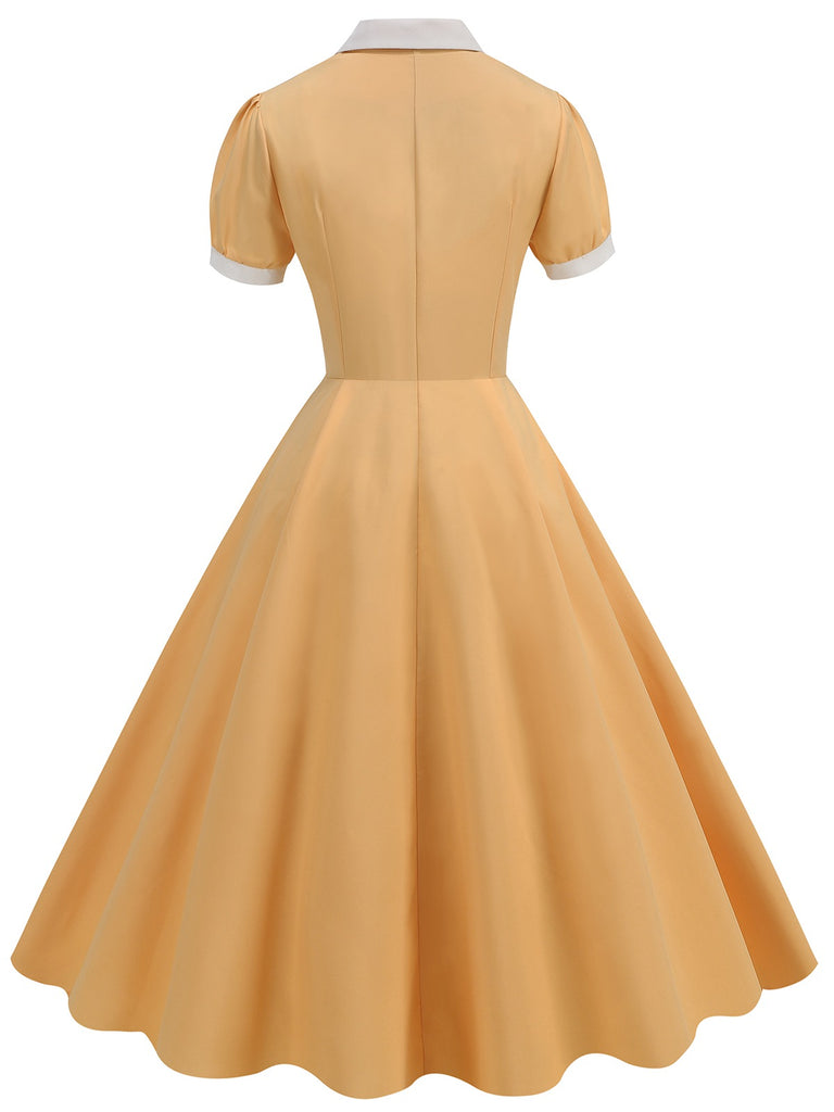 1950s Contrast Short Sleeve Lapel Dress, vintage dress, retro fashion, rockabilly, pin-up fashion - perfect for women who love vintage and retro fashion